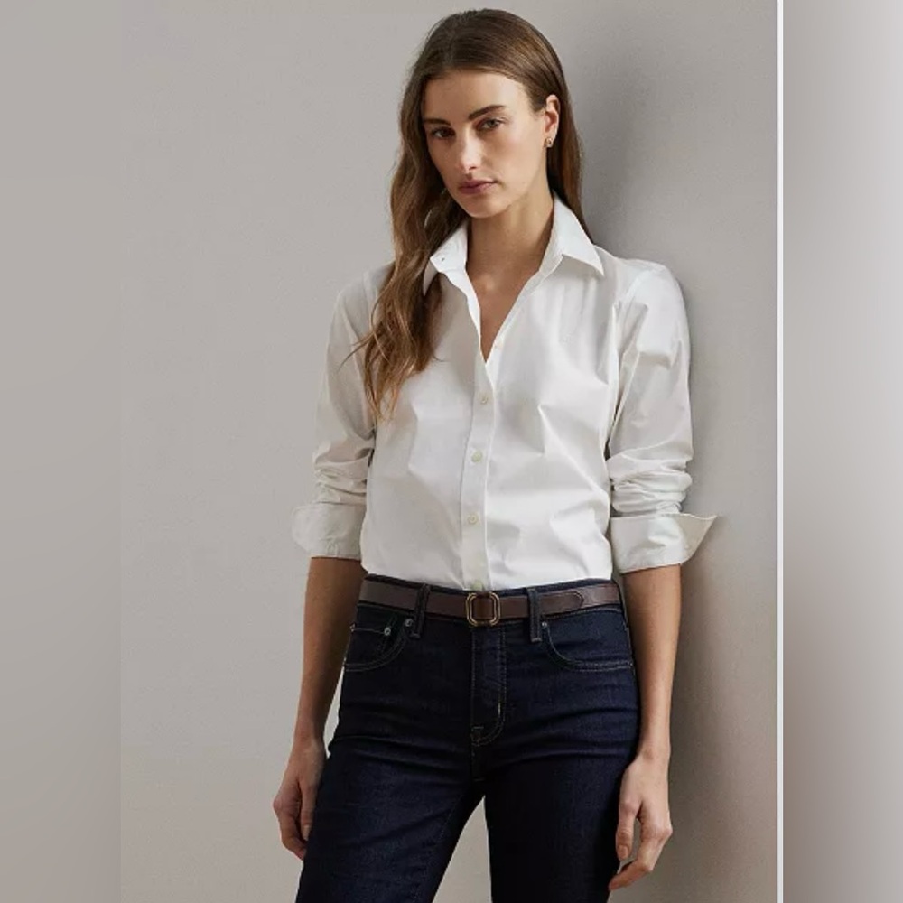 Lauren Ralph Lauren Logo Non Iron White Shirt